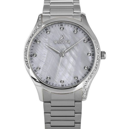 Westar Zing Crystal Accents Stainless Steel White Mother Of Pearl Dial Quartz 00127STN111 Women's Watch