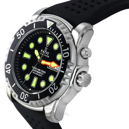 Ratio FreeDiver Version 02 Helium Safe 1000M Sapphire Automatic Black Dial 1068HA90-34VA-BLK-V02 Men's Watch