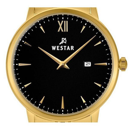 Westar Profile Gold Tone Stainless Steel Black Dial Quartz 40215GPN103 Womens Watch