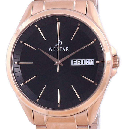 Westar Black Dial Rose Gold Tone Stainless Steel Quartz 50212 PPN 603 Men's Watch