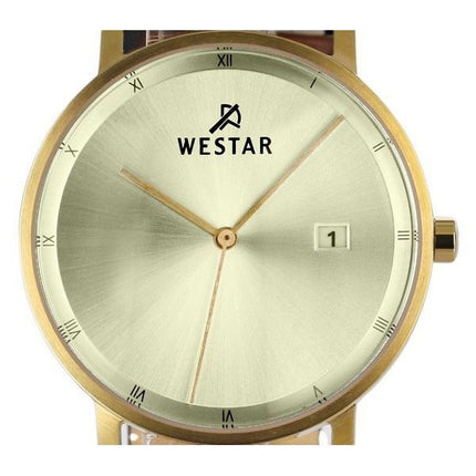 Westar Profile Black Leather Strap Light Champagne Dial Quartz 50221GPN102 Mens Watch