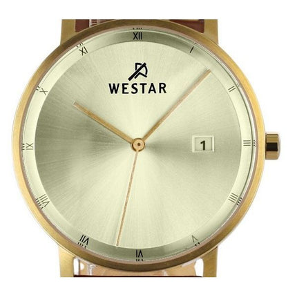 Westar Profile Leather Strap Light Champagne Dial Quartz 50221GPN122 Mens Watch