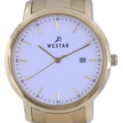 Westar White Dial Gold Tone Stainless Steel Quartz 50243 GPN 101 Mens Watch