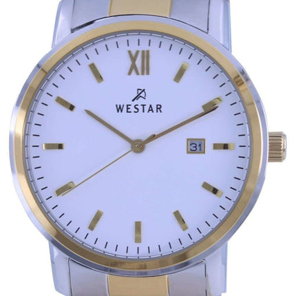 Westar White Dial Two Tone Stainless Steel Quartz 50245 CBN 101 Mens Watch