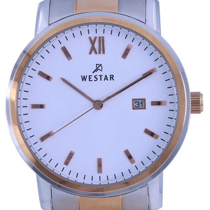 Westar White Dial Two Tone Stainless Steel Quartz 50245 SPN 601 Mens Watch