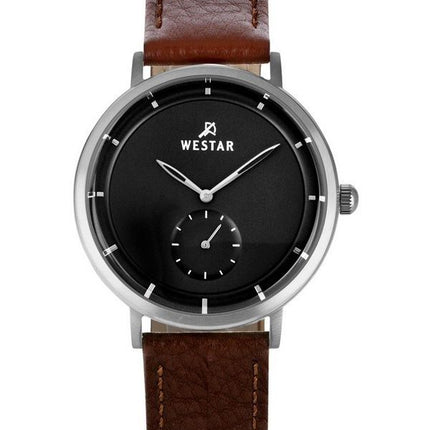 Westar Profile Leather Strap Black Dial Quartz 50246STN123 Mens Watch