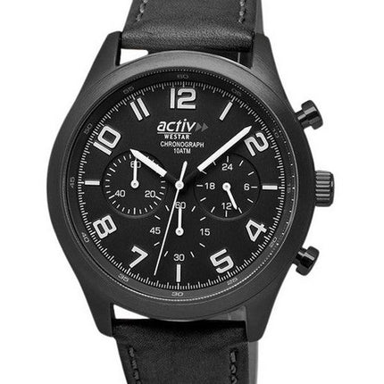 Westar Activ Chronograph Leather Strap Black Dial Quartz 90261GGN103 100M Men's Watch