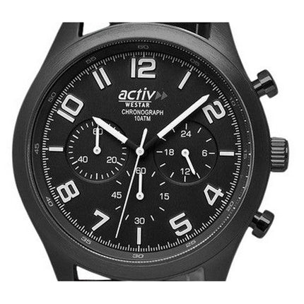 Westar Activ Chronograph Leather Strap Black Dial Quartz 90261GGN103 100M Men's Watch