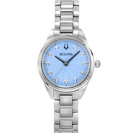 Bulova Sutton Diamond Accents Stainless Steel Light Blue Dial Quartz 96P250 Women's Watch