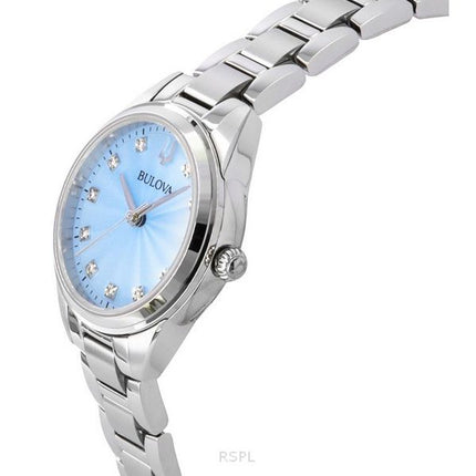 Bulova Sutton Diamond Accents Stainless Steel Light Blue Dial Quartz 96P250 Women's Watch