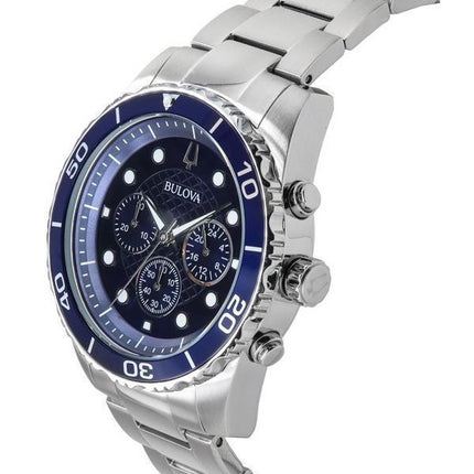 Bulova Essentials Chronograph Stainless Steel Blue Dial Quartz 98A209 100M Mens Watch