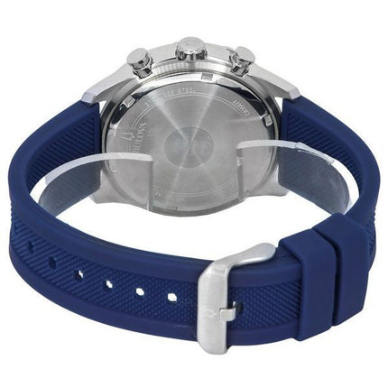 Bulova Sports Chronograph Silicone Strap Blue Dial Quartz 98K111 100M Mens Watch With Gift Set