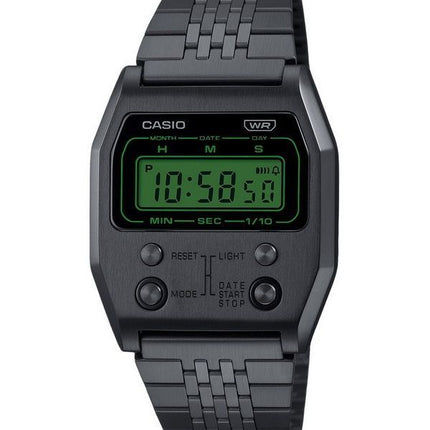 Casio Vintage Digital Black Ion Plated Stainless Steel Quartz A1100B-1 Unisex Watch