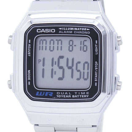 Casio Digital Stainless Steel Alarm Chrono Dual Time A178WA-1ADF A178WA-1A Mens Watch