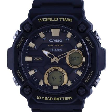 Casio Youth Analog Digital Resin Black Dial Quartz AEQ-120W-9AV AEQ120W-9 100M Mens Watch