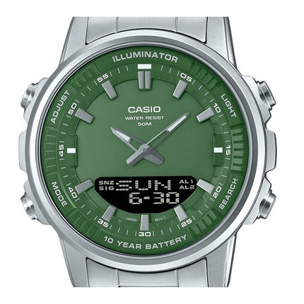 Casio Analog Digital Stainless Steel Green Dial Quartz AMW-880D-3AV Men's Watch