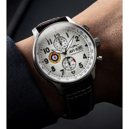 AVI-8 Hawker Hurricane Classic Chronograph Classic White Dial Quartz AV-4011-01 Mens Watch