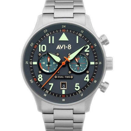 AVI-8 Hawker Hurricane Carey Dual Time Gutersloh Stainless Steel Blue Dial Quartz AV-4088-22 Men's Watch