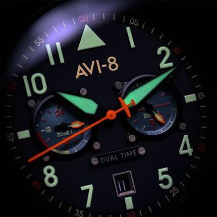 AVI-8 Hawker Hurricane Carey Dual Time Gutersloh Stainless Steel Blue Dial Quartz AV-4088-22 Men's Watch