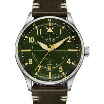 AVI-8 Hawker Hurricane Kent Automatic Hampshire Leather Strap Green Dial AV-4094-03 Men's Watch