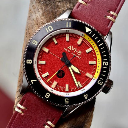 AVI-8 Flyboy Tuskegee Airmen Limited Edition Ramitelli Red Dial Quartz AV-4103-04 Mens Watch With Extra Strap