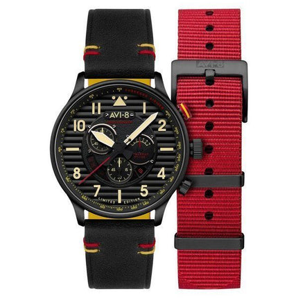 AVI-8 Flyboy Spirit Of Tuskegee Chronograph Limited Edition Black Dial Quartz AV-4109-01 Men's Watch With Extra strap