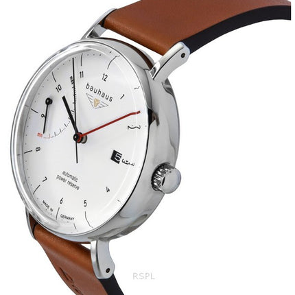 Bauhaus Classic Brown Leather Strap White Dial Automatic 21601 Men's Watch