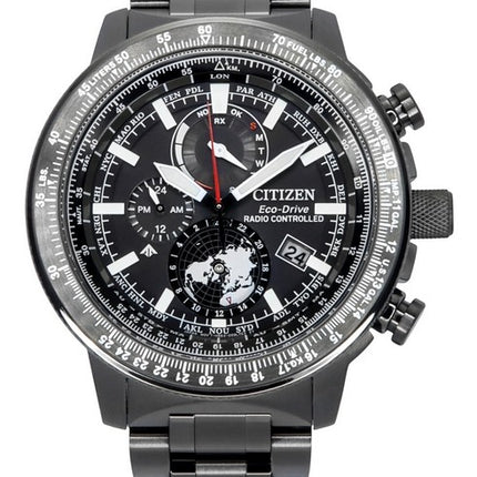 Citizen Promaster Geo Trekker Stainless Steel Black Dial Eco-Drive BY3005-56G 200M Men's Pilot Watch