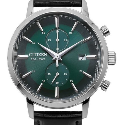 Citizen Eco-Drive Chronograph Leather Strap Green Dial CA7069-24X Men's Watch