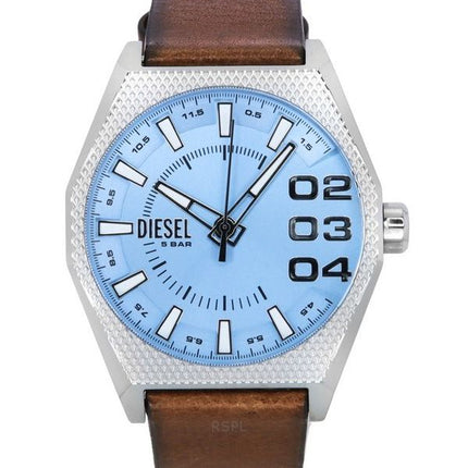 Diesel Scraper Leather Strap Blue Dial Quartz DZ2174 Men's Watch