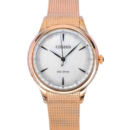 Citizen L Rose Gold Tone Stainless Steel White Dial Eco-Drive EM1153-88A Women's Watch