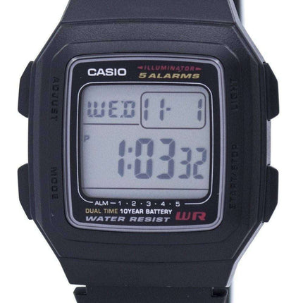 Casio Digital 5 Alarms Dual Time Illuminator F-201WA-1ADF F-201WA-1A Mens Watch