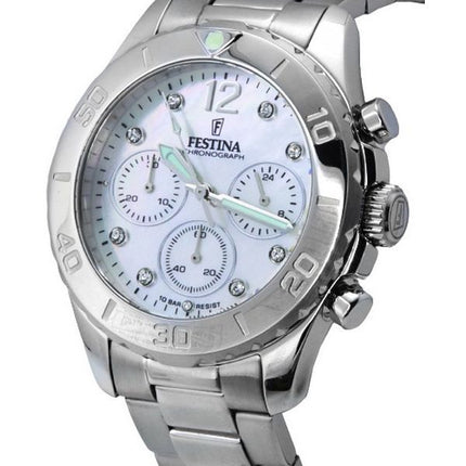 Festina Boyfriend Chronograph Silver Dial Quartz 20603-1 100M Women's Watch