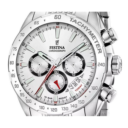 Festina Timeless Chronograph Stainless Steel White Dial Quartz F20668-1 100M Men's Watch