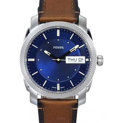 Fossil Machine Brown Leather Strap Blue Dial Quartz FS5920 Men's Watch