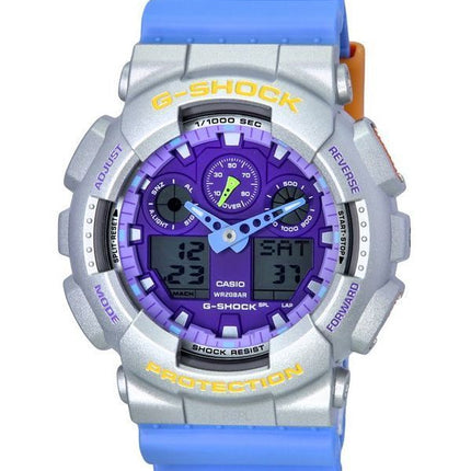 Casio G-Shock Euphoria Analog Digital Blue Resin Strap Purple Dial Quartz GA-100EU-8A2 200M Mens Watch