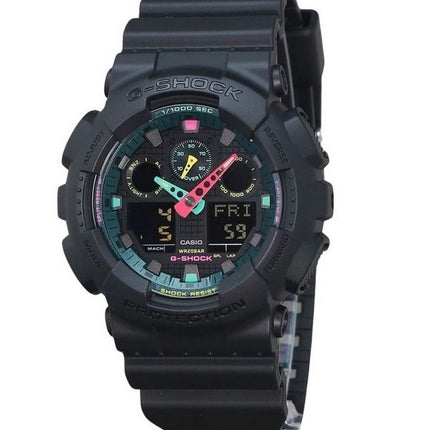 Casio G-Shock Analog Digital Multi Fluorescent Accents Series Resin Strap Black Dial Quartz GA-100MF-1A 200M Men's Watch