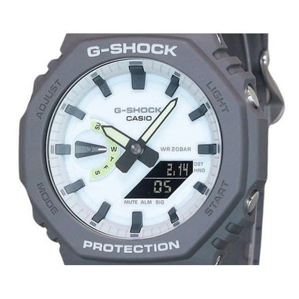 Casio G-Shock Hidden Glow Series Analog Digital Bio Based Resin Strap White Dial Quartz GA-2100HD-8A 200M Mens Watch