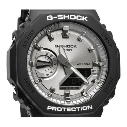 Casio G-Shock Analog Digital Black And Silver Color Resin Strap Quartz GA-2100SB-1A 200M Mens Watch