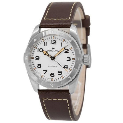 Hamilton Khaki Field Expedition Leather Strap White Dial Automatic H70225510 100M Men's Watch