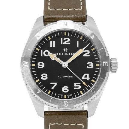 Hamilton Khaki Field Expedition Leather Strap Black Dial Automatic H70315830 100M Men's Watch