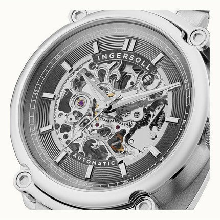 Ingersoll The Michigan Stainless Steel Grey Skeleton Dial Automatic I13304 Mens Watch