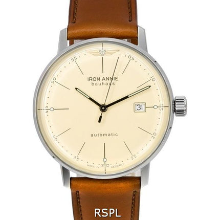 Iron Annie Bauhaus Leather Strap Beige Dial Automatic 50505 Mens Watch