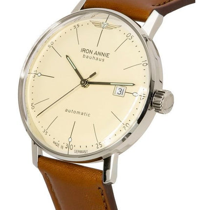 Iron Annie Bauhaus Leather Strap Beige Dial Automatic 50505 Mens Watch