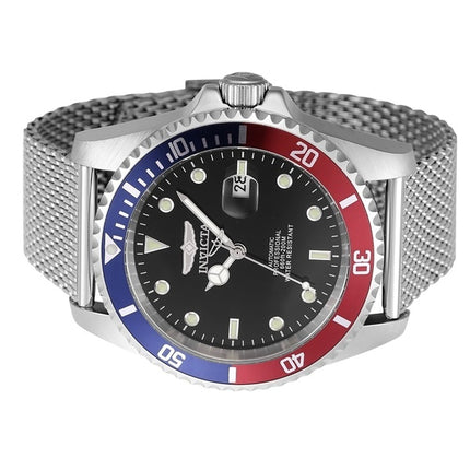 Invicta Pro Diver Stainless Steel Blue And Red Pepsi Bezel Black Dial Automatic Diver's 47965 200M Men's Watch