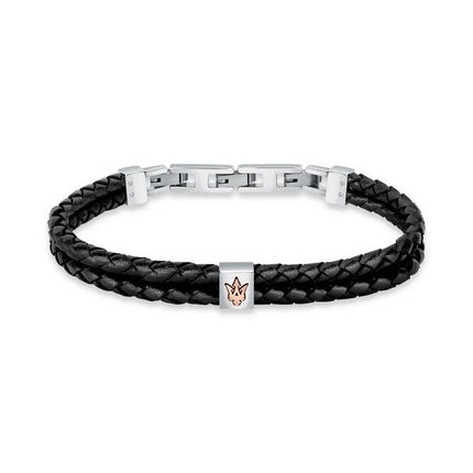 Maserati Jewels Recycled Leather And Stainless Steel Bracelet JM422AVE13 For Men