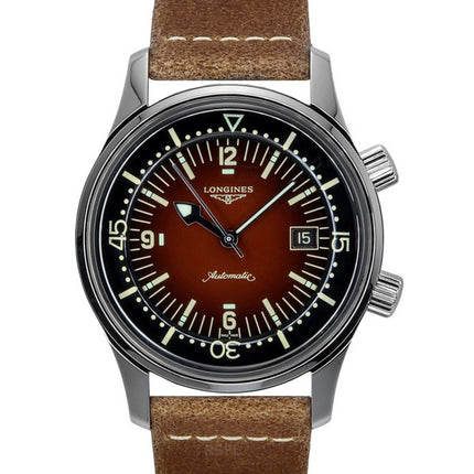 Longines Legend Diver Leather Strap Brown Dial Automatic L3.774.4.60.2 300M Men's Watch