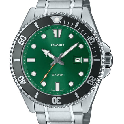 Casio Standard Analog Stainless Steel Green Dial Quartz MDV-107D-3A2V 200M Men's Watch