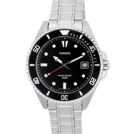 Casio Standard Analog Stainless Steel Black Dial Quartz MDV-10D-1A1 Mens Watch