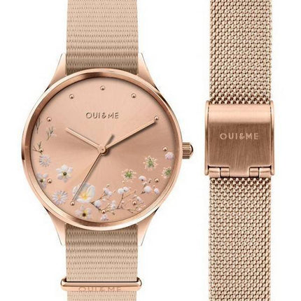 Oui  Me Petite Bichette Rose Gold Sunray Dial Nylon Strap Quartz ME010174 Womens Watch